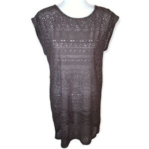 MERONA GRAY OPEN WORK KNIT DETAILING TUNIC/COVERUP SZ.S EUC